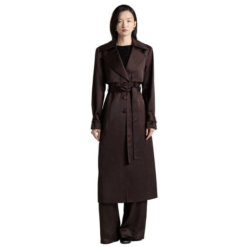 Cue Coffee Matte Satin Viscose Trench image number 0